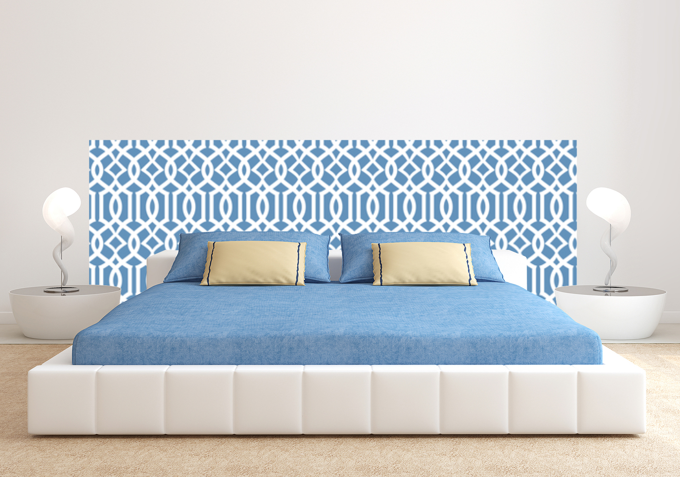 Emerald Trellis - Wall Paper Bed Back - HD Wallpaper 