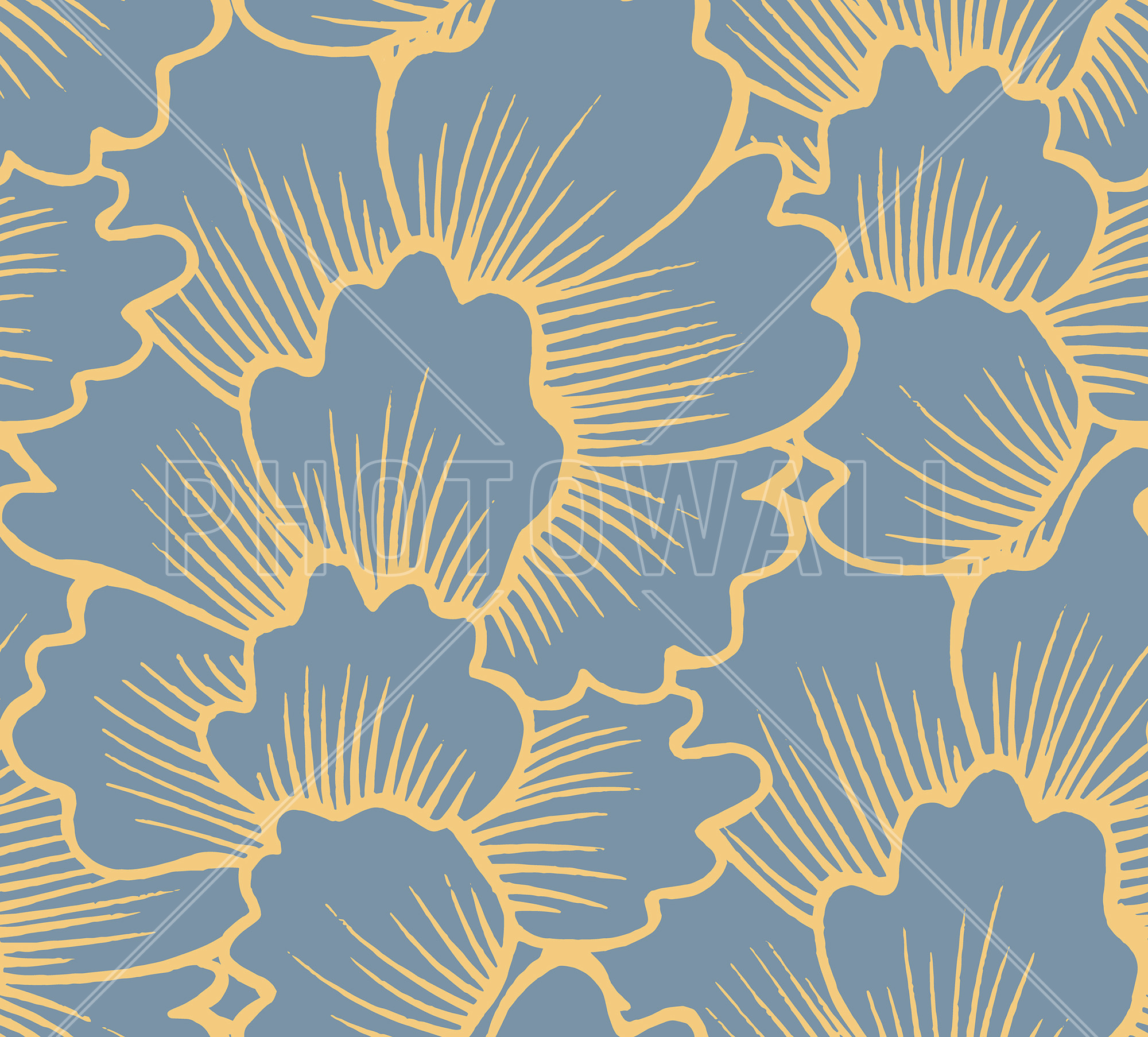 Mostly Coral Yellow On Blue - HD Wallpaper 