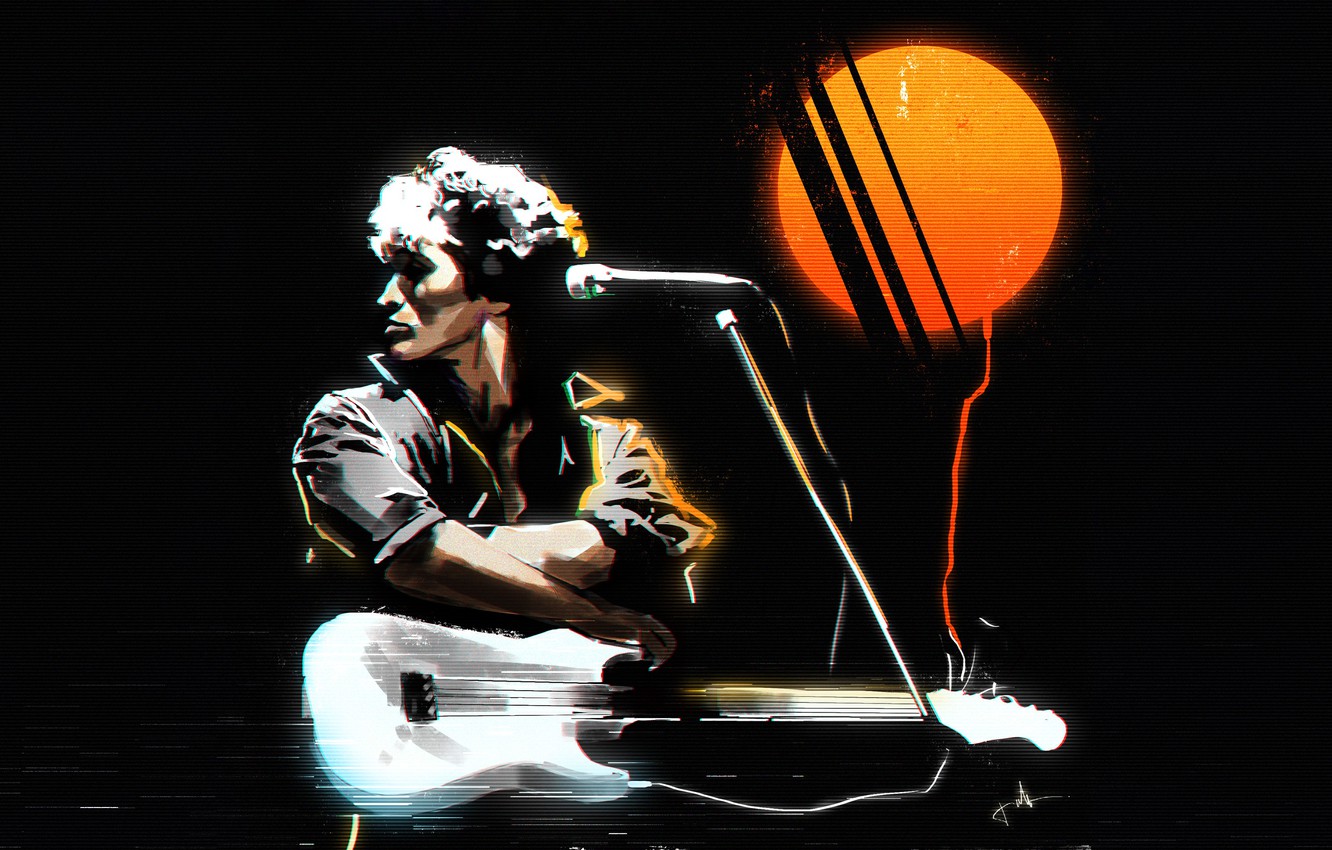 Photo Wallpaper Music, Movie, Art, Rock, Viktor Tsoi, - Обои Рабочего Стола Retrowave - HD Wallpaper 