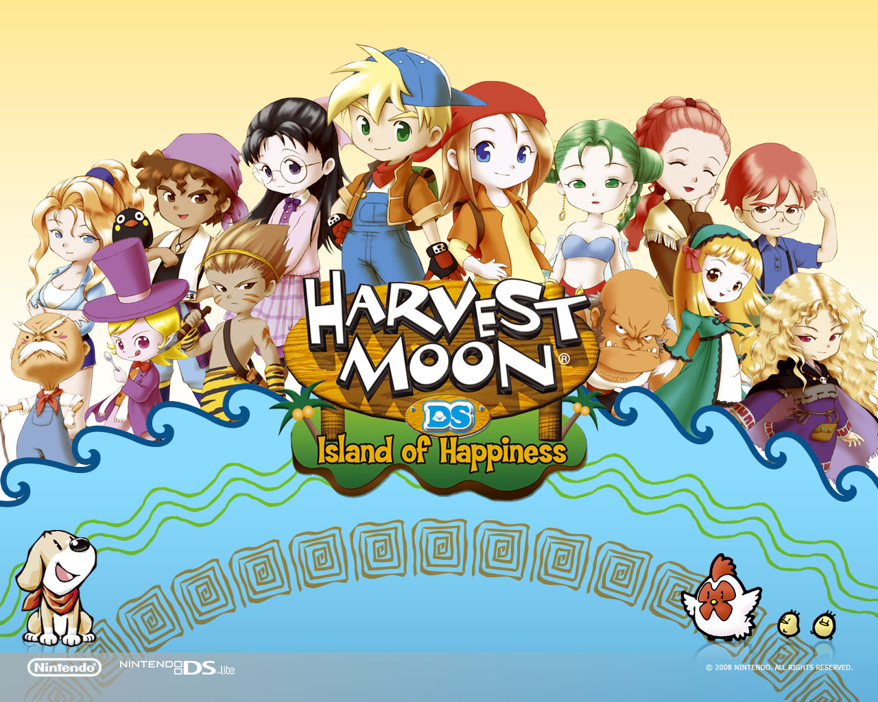 Harvest Moon Island Of Happiness Wallpaper - Harvest Moon Ds Island Of Happiness Characters - HD Wallpaper 