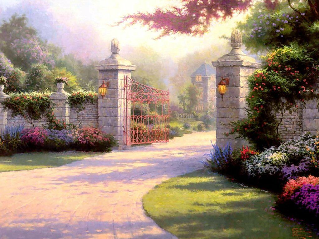 Summer Gate - Thomas Kinkade Summer Gate - HD Wallpaper 