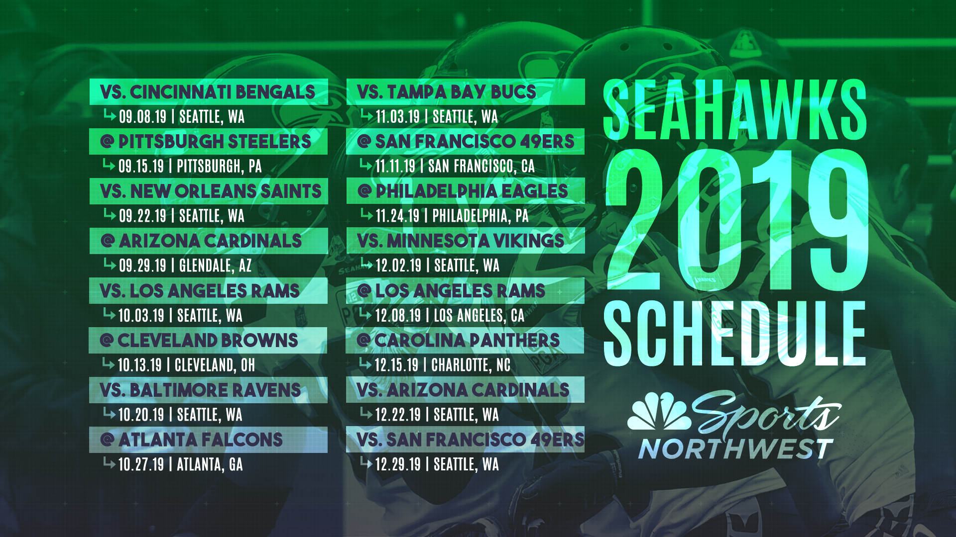 The 2019 Seattle Seahawks Regular Season Schedule Is - HD Wallpaper 