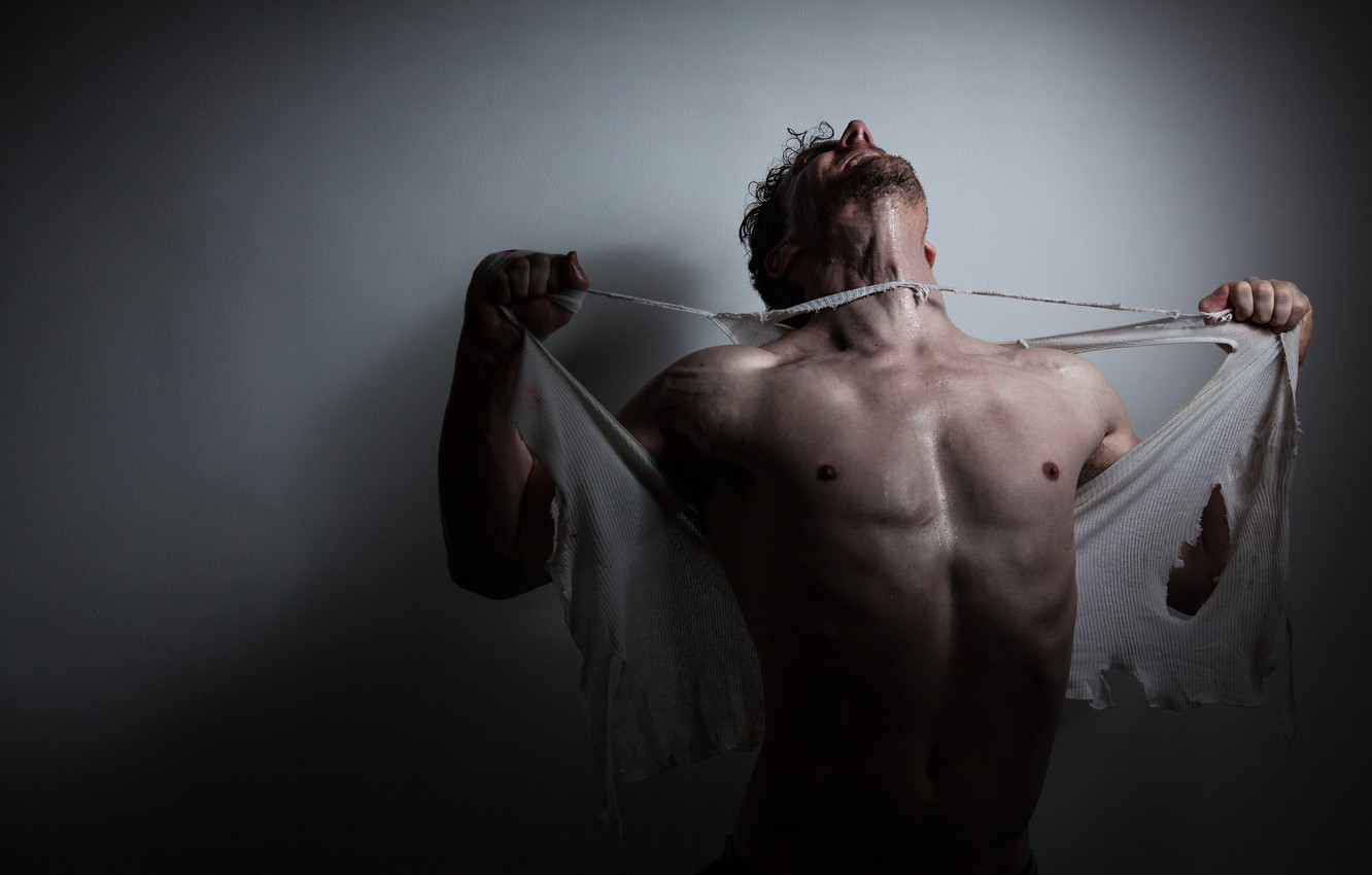 Photo Wallpaper Anger, Body, Mike, Male, Tears - Man Hurt - HD Wallpaper 