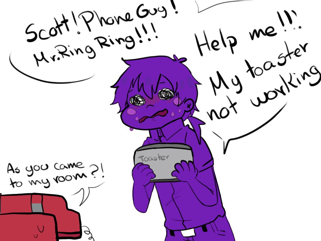 Toast, Purple Guy, And Fnaf Image - Purple Guy X Phone Guy Fnaf Cute - HD Wallpaper 