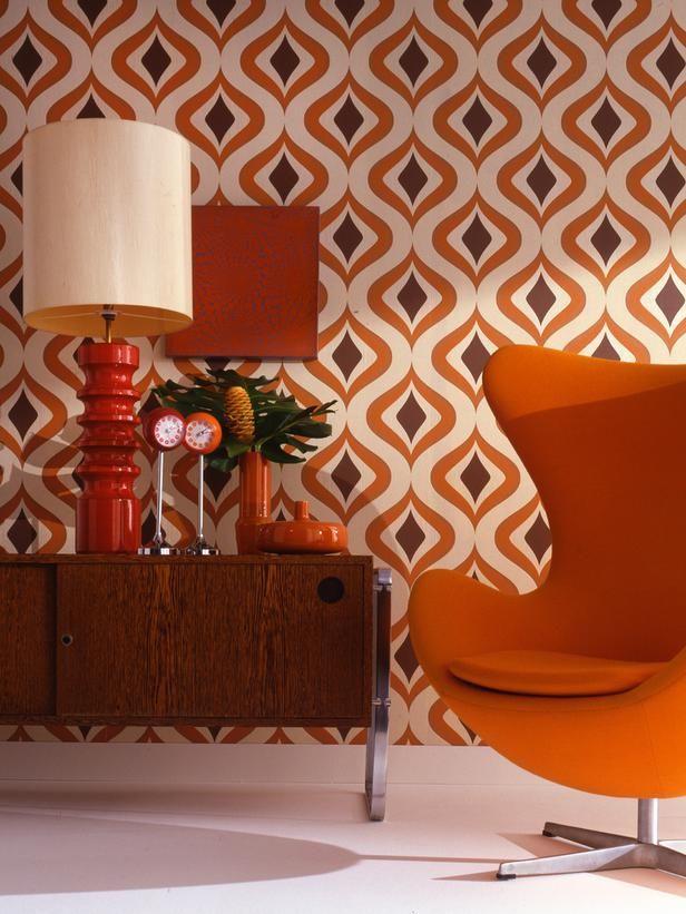 Retro Wallpaper Living Room - HD Wallpaper 