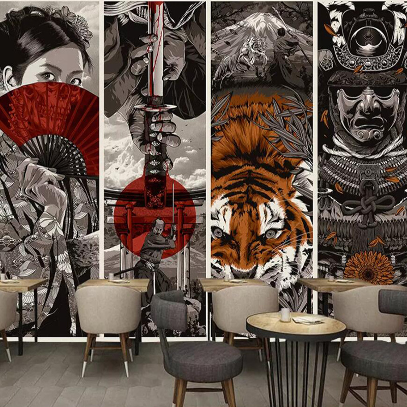 Samurai Ukiyo Cartoon Wall - HD Wallpaper 