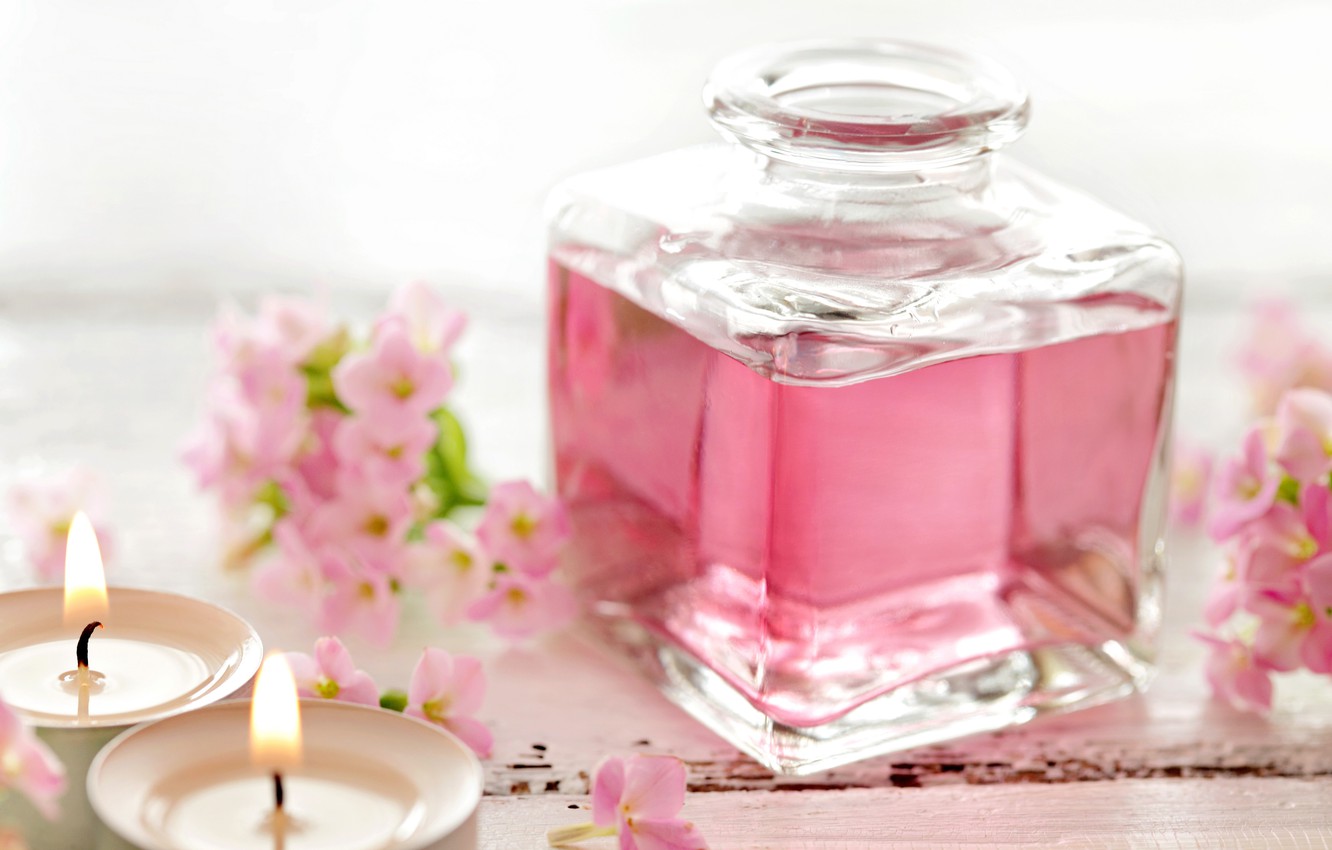 Photo Wallpaper Candles, Pink, Flowers, Spa, Candles, - Fond D Ecran Zen - HD Wallpaper 