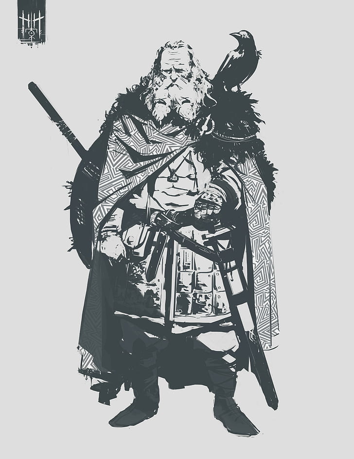 Nordic, Viking, Digital, Concept Art, Sword, Crow, - HD Wallpaper 