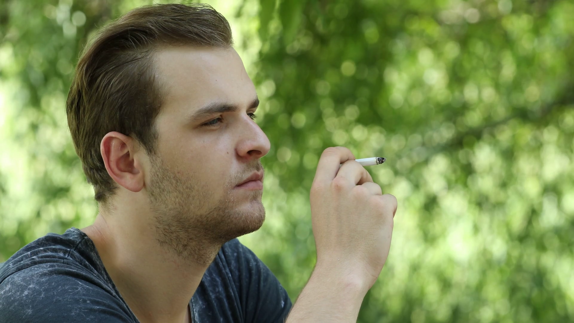 A Handsome Guy Smoking Cigarette Dangerous Addictive - Guy Smoking A Cigarette - HD Wallpaper 