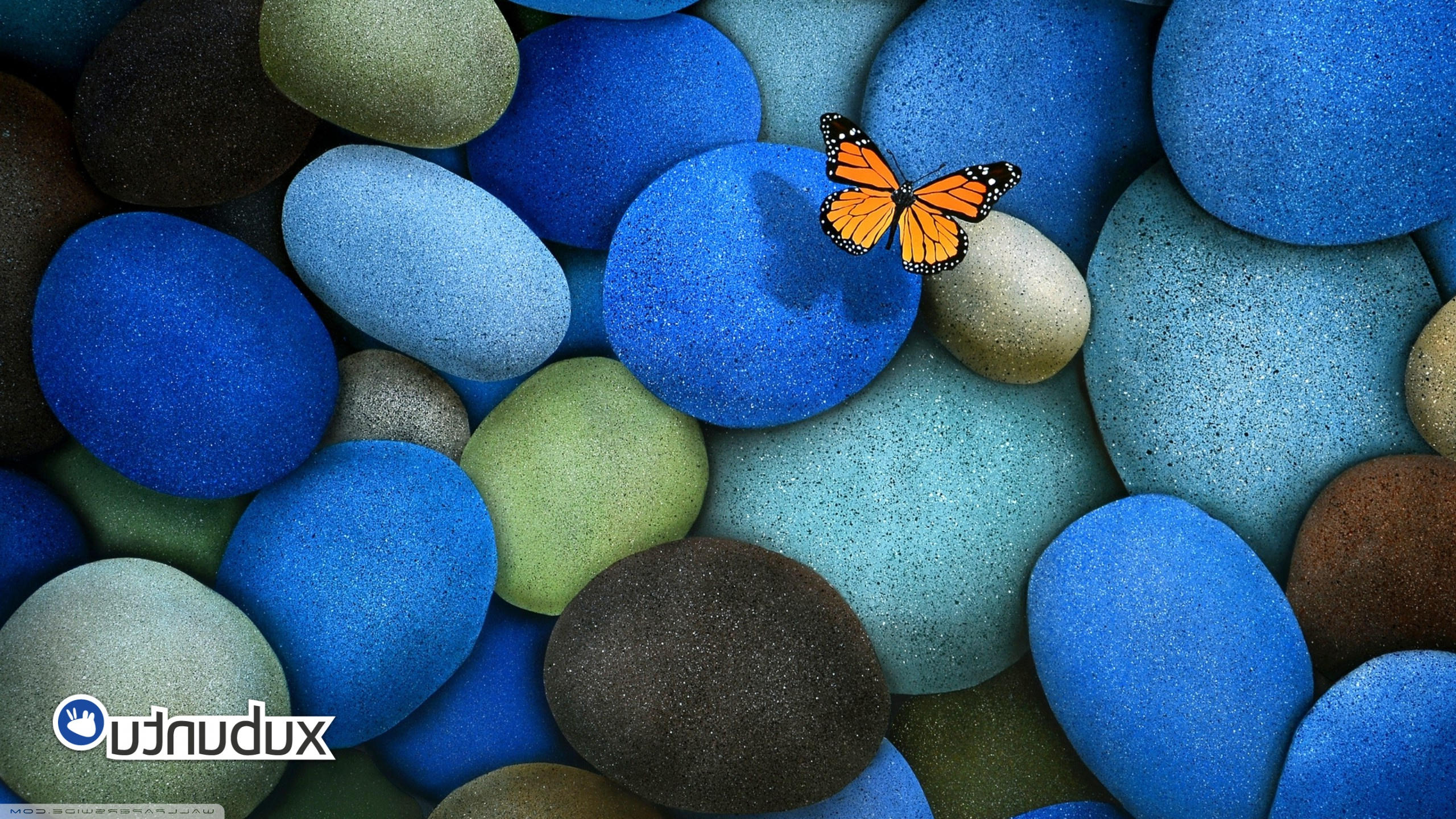 Blue Rocks With Butterfly - HD Wallpaper 