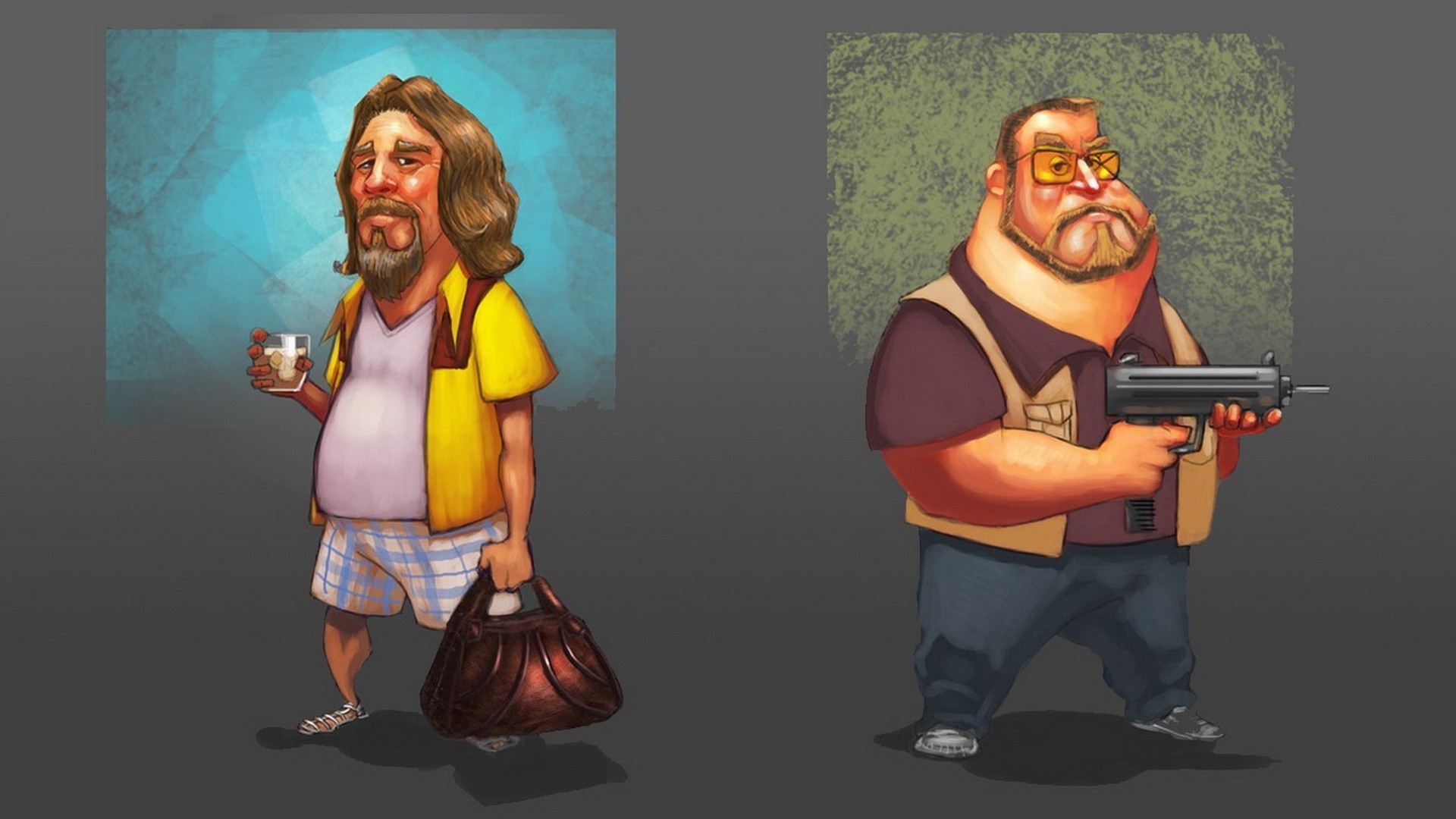 The Big Lebowski, The Dude, Walter Sobchak, Movies - Big Lebowski Gun Illustration - HD Wallpaper 