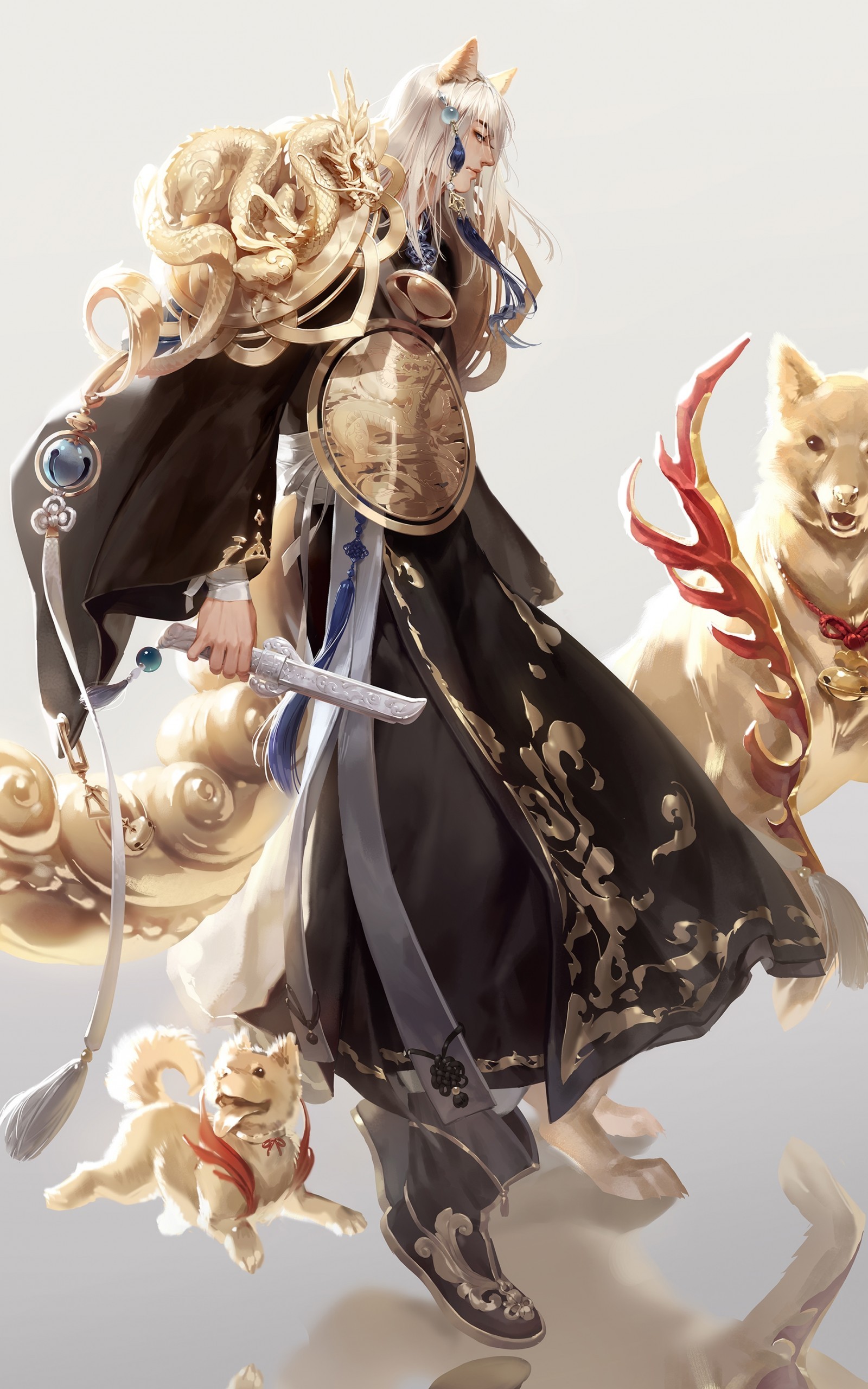 Anime Boy, Dog, Shoujo, Handsome, Dragon, Animal Ears, - Anime Boy Dog Ears - HD Wallpaper 