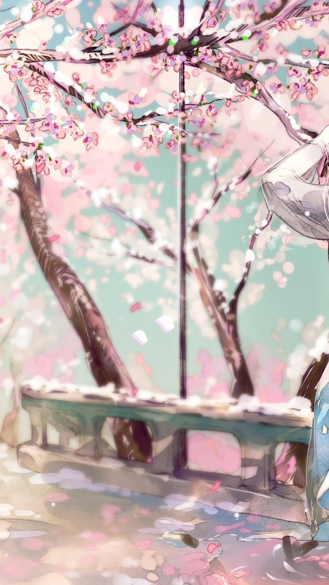 Cherry Blossom, Sakura, Anime Girl, Back View - Cherry Blossom Sakura  Wallpaper Iphone - 1080x1920 Wallpaper 