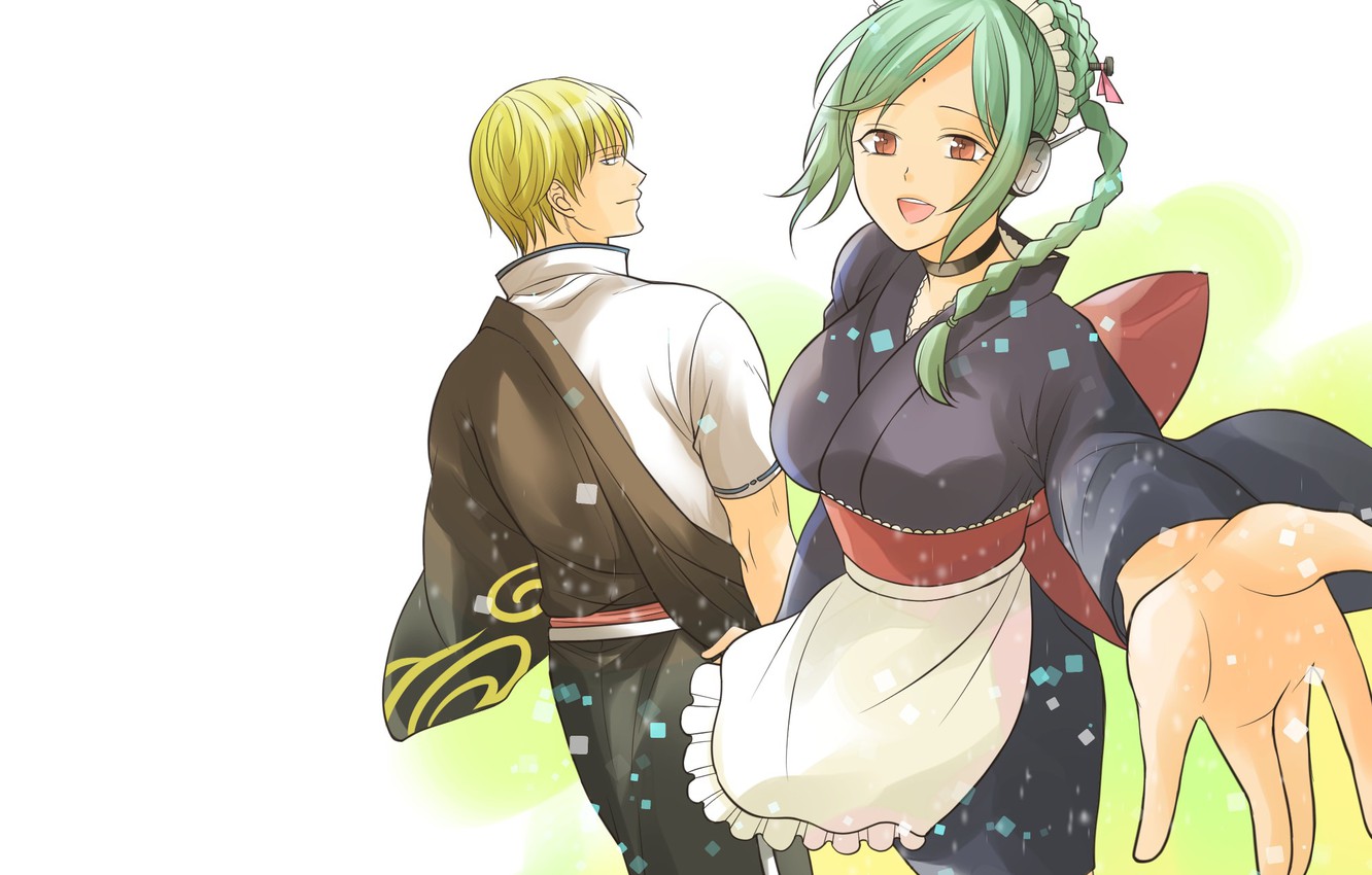 Photo Wallpaper Girl, Anime, Guy, Two, Gintama, Tama, - Sakata Kintoki Tama - HD Wallpaper 