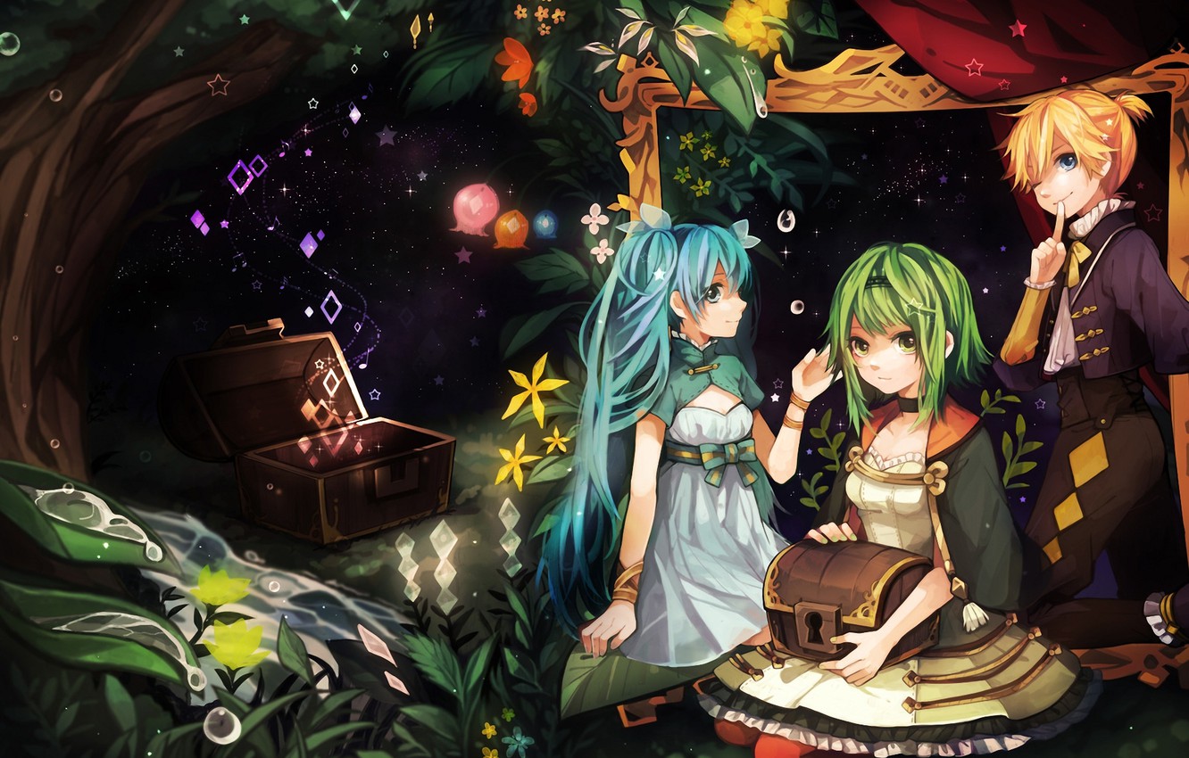 Photo Wallpaper Flowers, Tree, Girls, Art, Chest, Vocaloid, - Vocaloid Len Wallpaper Hd - HD Wallpaper 