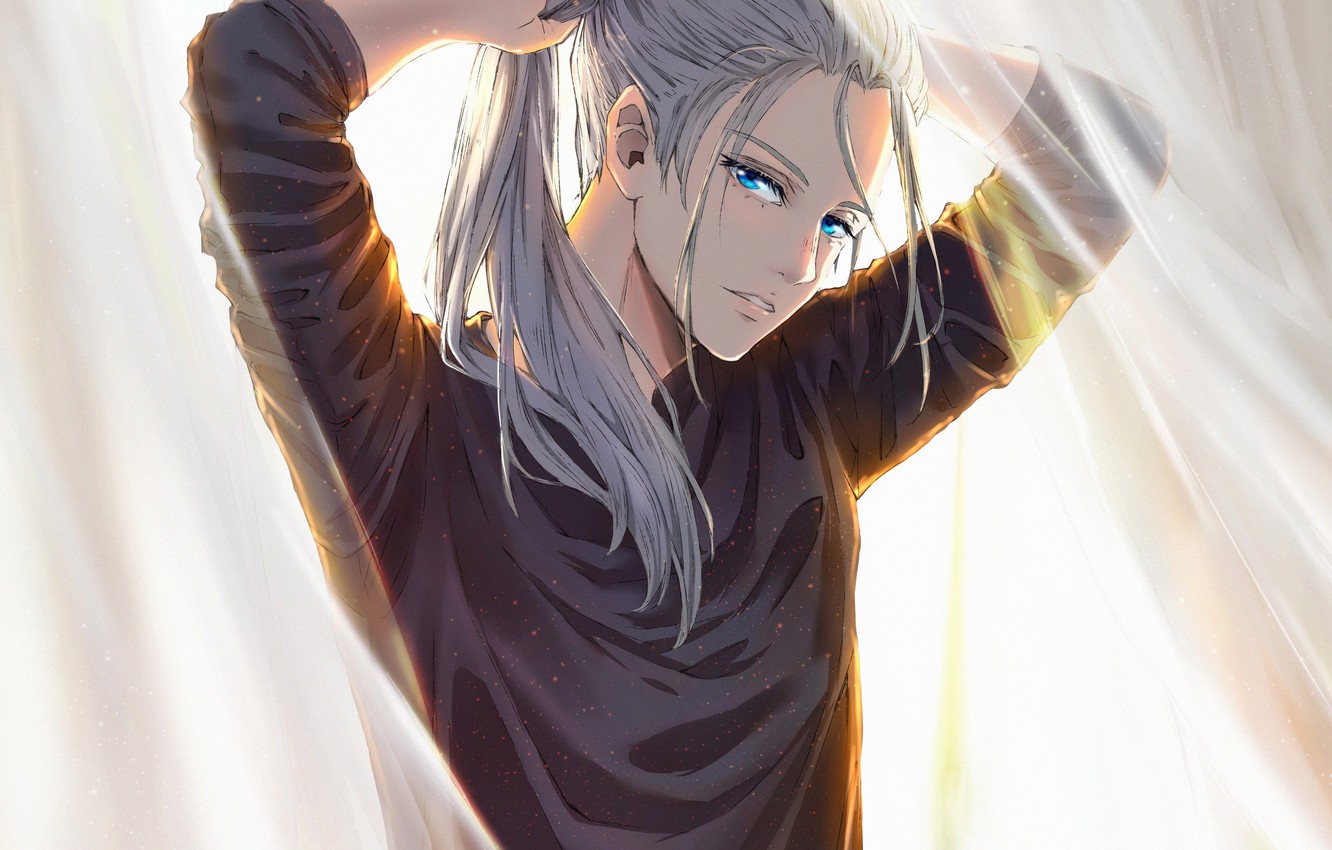 Photo Wallpaper Look, Art, Guy, Handsome, Yuri On The - Yuri On Ice Victor Long Hair - HD Wallpaper 
