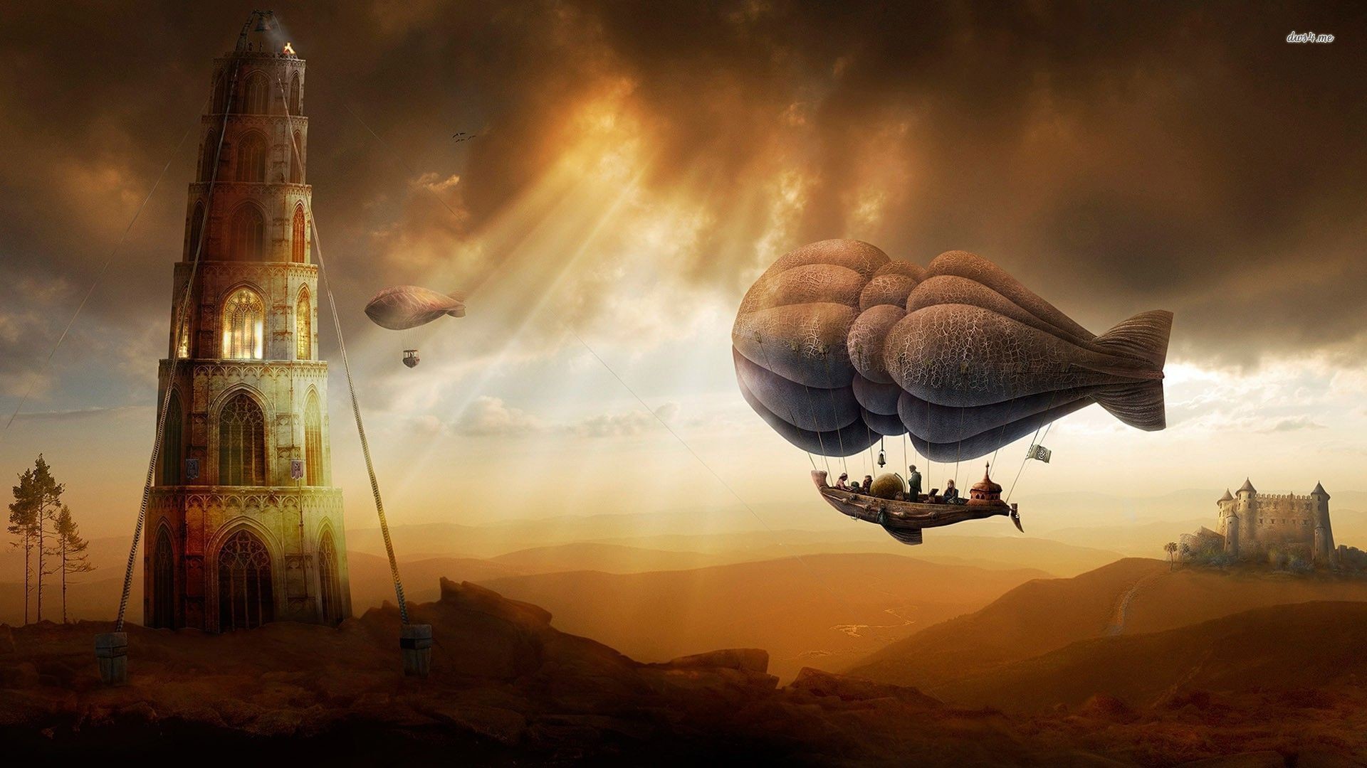 Nostalgic Wallpaper X Px - Fantasy Blimp - HD Wallpaper 