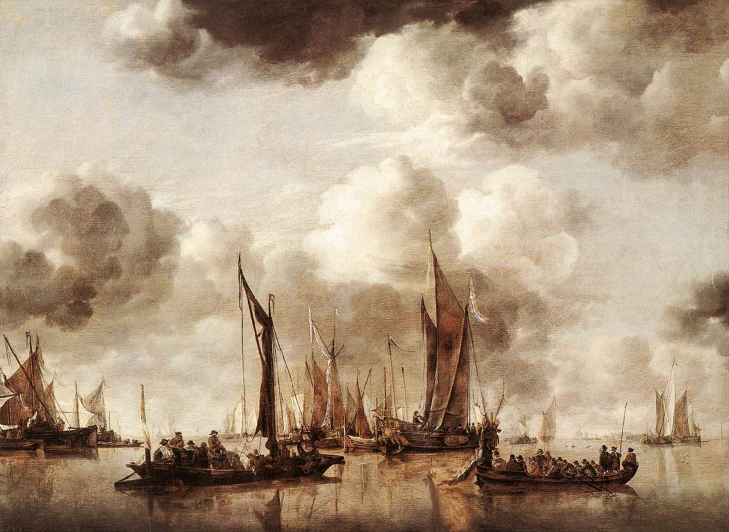 Dutch Yacht Firing A Salvo - Dutch Paintings - HD Wallpaper 