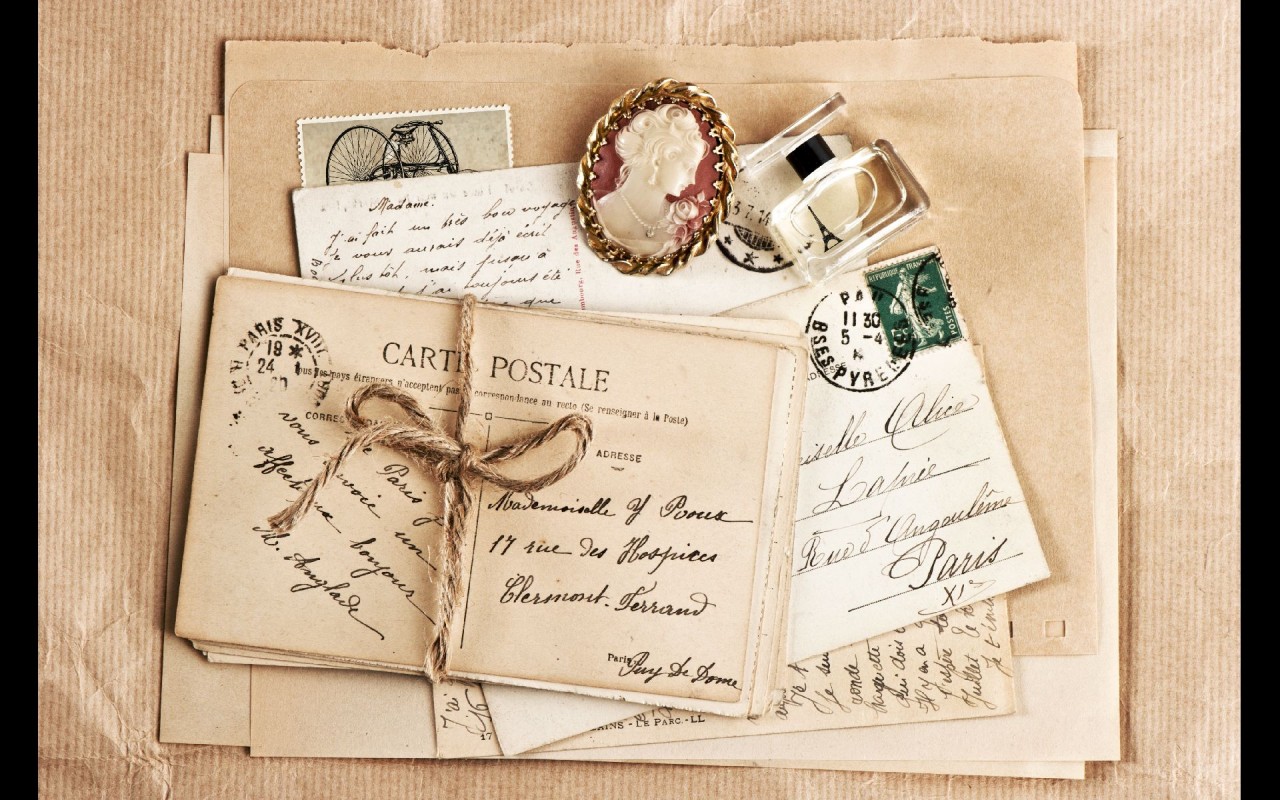 Post Cards Jewelry Perfume Wallpapers - Vintage Letter Card - HD Wallpaper 