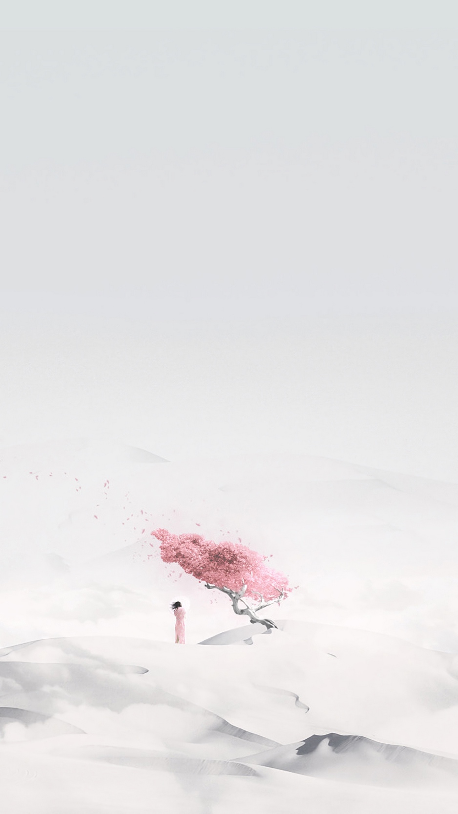 Wallpaper Sakura, Girl, Minimalism, Desert - Обои На Айфон Минимализм - HD Wallpaper 