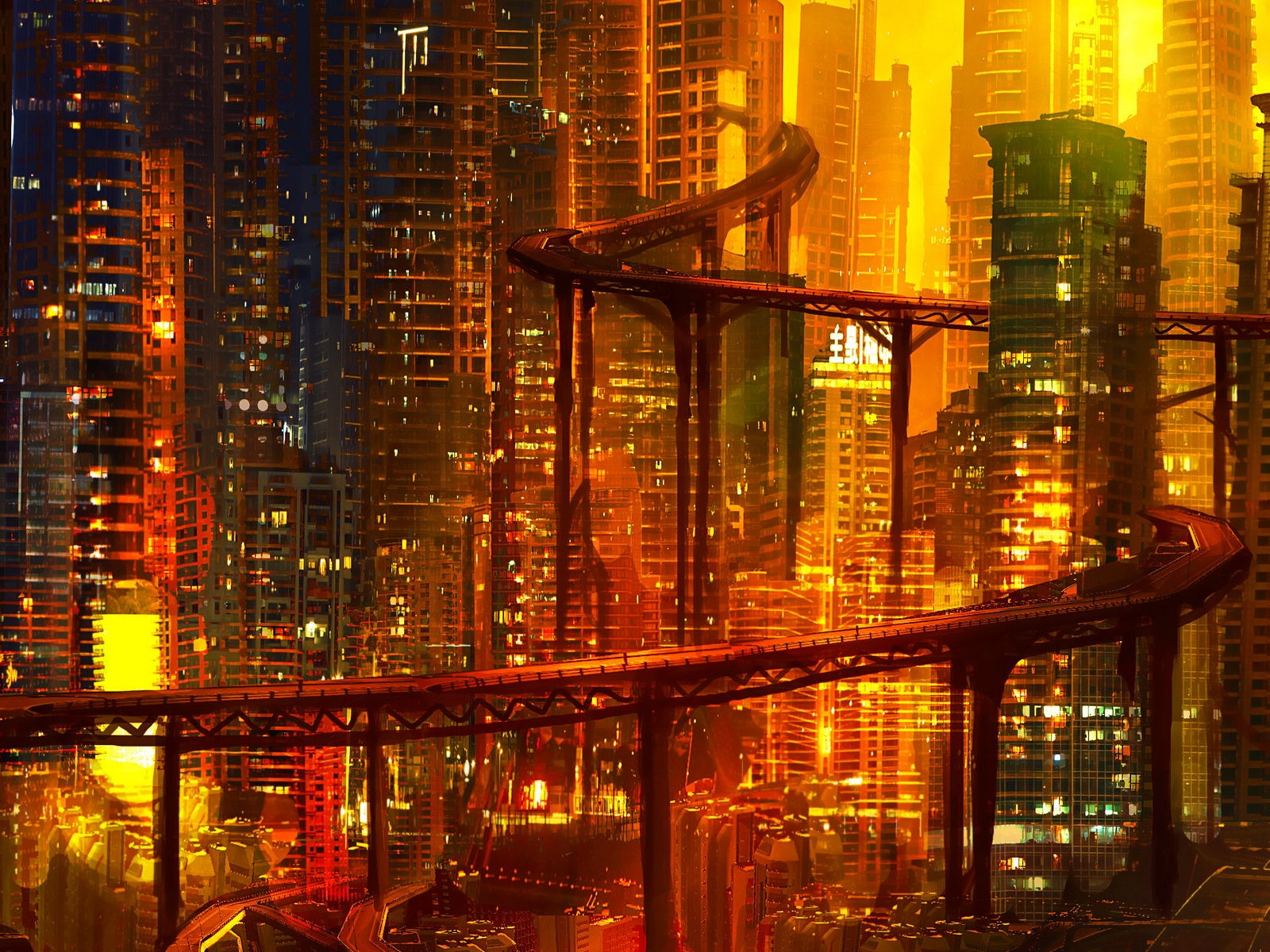 Wallpaper City, Future, Cyberpunk, Architecture, Night, - Cyberpunk Amazing Futuristic  City Wallpaper Iphone - 1600x1200 Wallpaper 