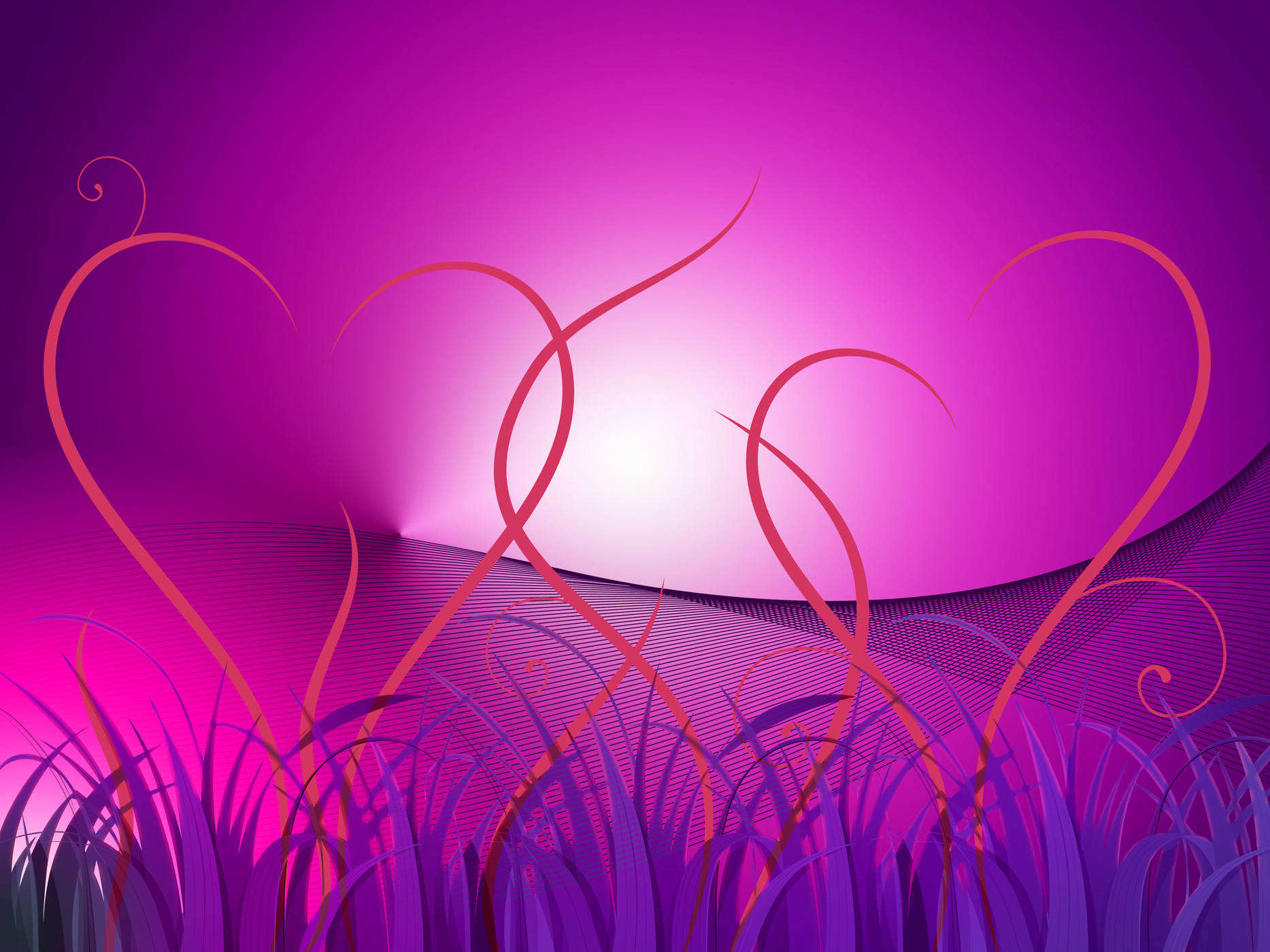 Grass Heart Background Shows Romantic Landscape Or - Heart Background Design Landscape - HD Wallpaper 