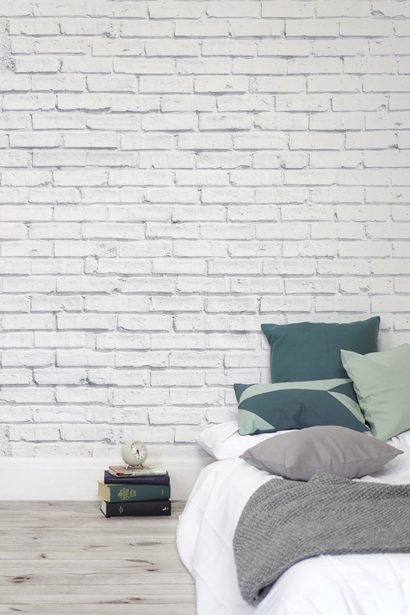 Clean White Brick Wallpaper Wall Mural Muralswallpapercouk - White Brick Wallpaper Inspo - HD Wallpaper 