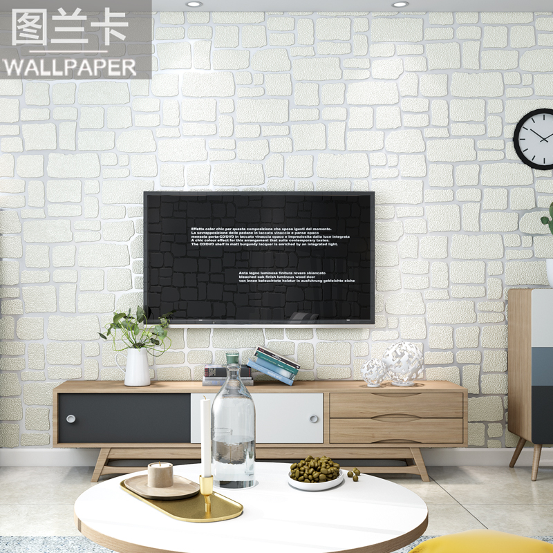 White Brick Wall For Tv Room - HD Wallpaper 