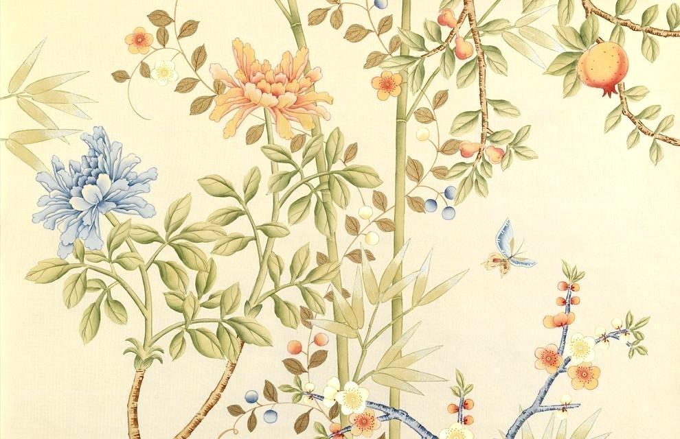 Yellow Chinoiserie Wallpaper More Color Choice Blue - Rose - HD Wallpaper 