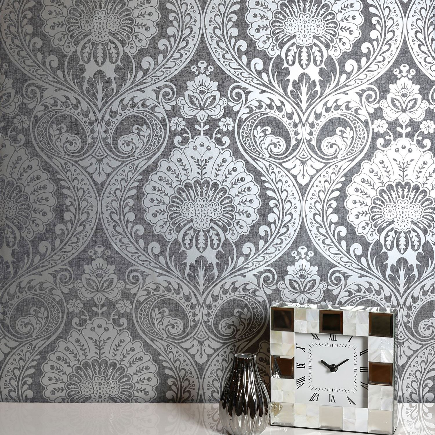 Arthouse Luxe Range Wallpaper Stripe Hexagon Texture - Damask - HD Wallpaper 
