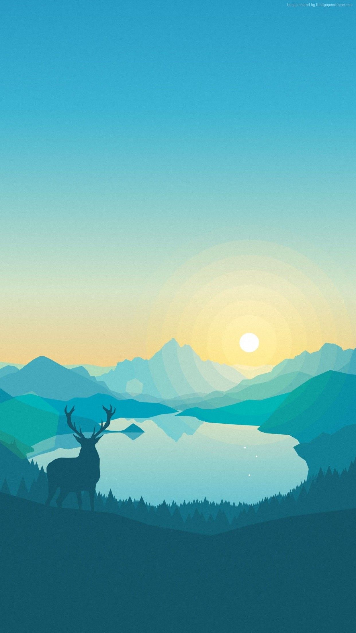 Blue, Apple, Animation, Deer, Lake, Wallpaper, Iphone, - Iphone 7 Plus Hd - HD Wallpaper 