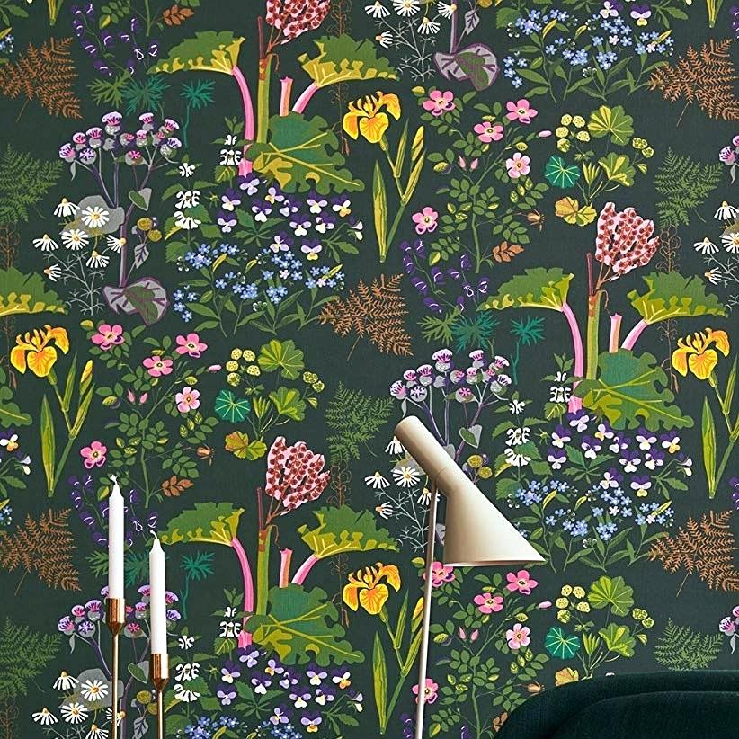 Wall Vision Rabarber Floral Wallpaper In Charcoal - HD Wallpaper 
