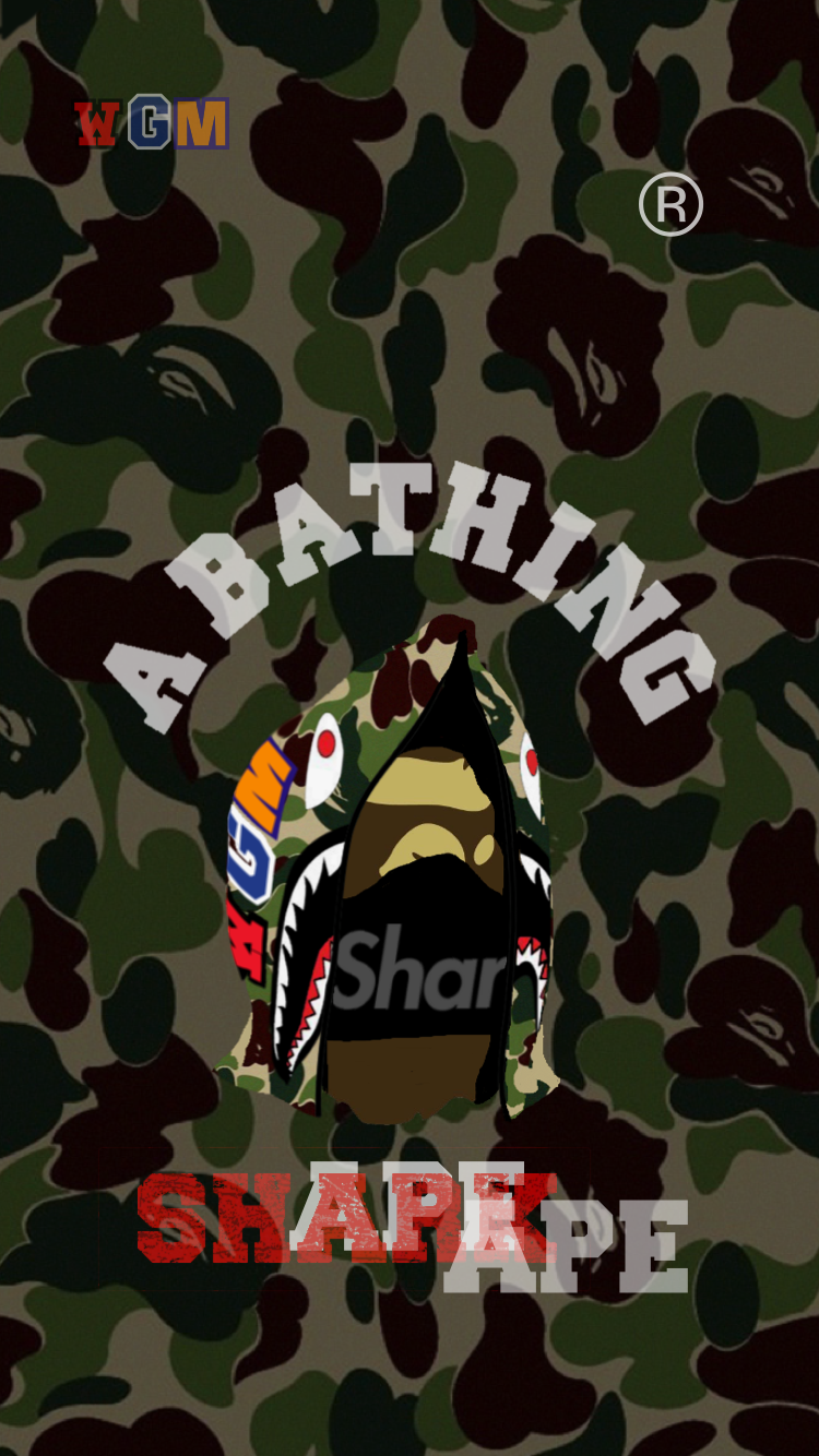 Shark Camo Wallpaper Bape Logo - HD Wallpaper 