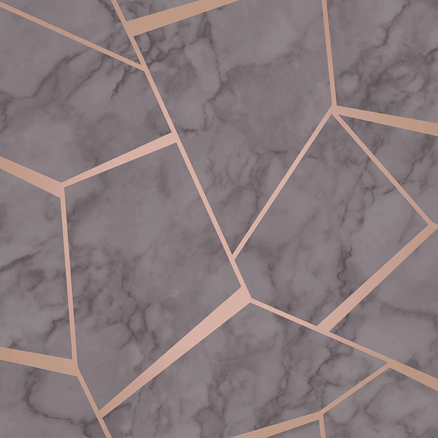 Fractal Geometric Marble Wallpaper Charcoal Grey And - Metallic Rose Gold Marble - HD Wallpaper 