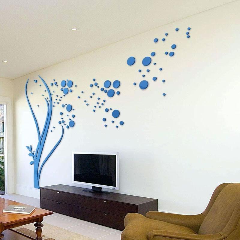 3d Wallpaper Sticker Large Size Round Dots Tree Wall - Living Room Stickers For Walls - HD Wallpaper 
