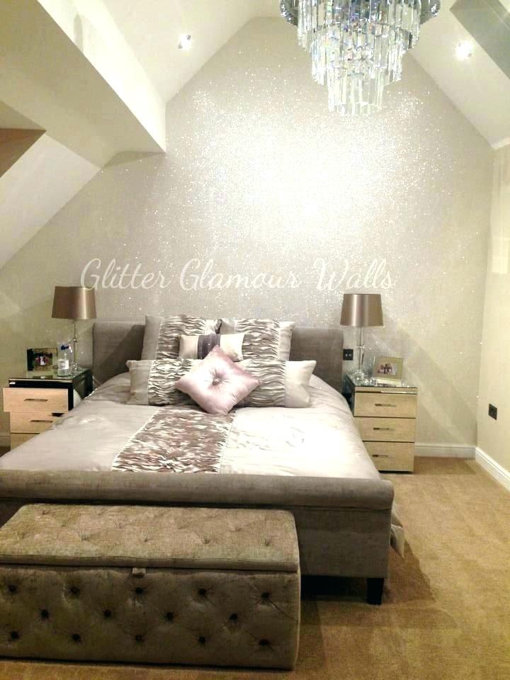 White Glitter Wallpaper Bedroom - HD Wallpaper 