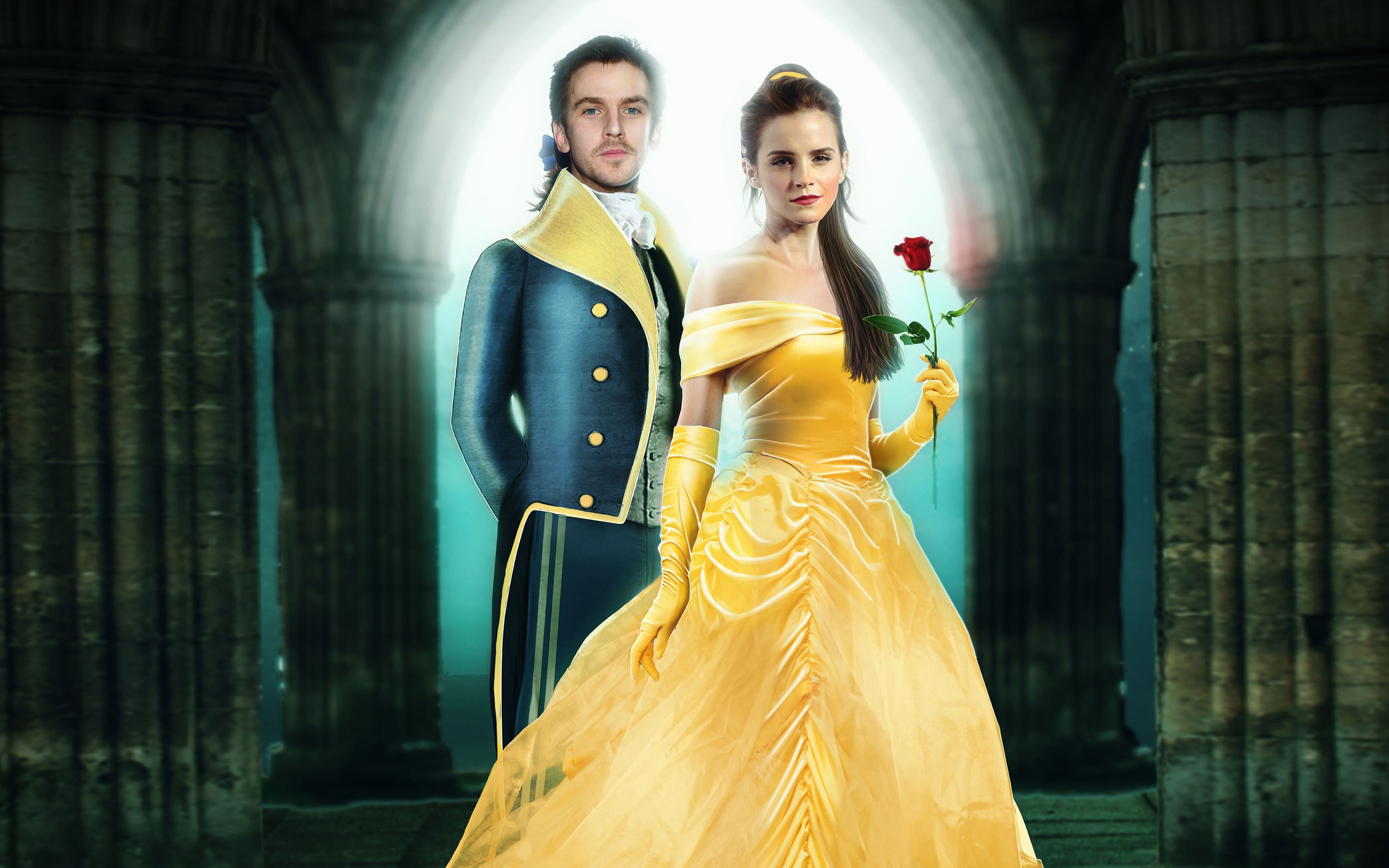 Dan Stevens Emma Watson Beauty And The Beast Wallpaper - Real Beauty And The Beast 2017 - HD Wallpaper 