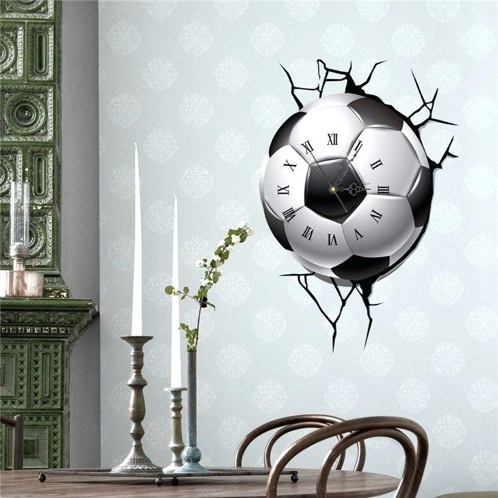 3d Wallpaper Sticker Sticker Wall Clock Decals Soccer - 3d Wall Stickers Football - HD Wallpaper 