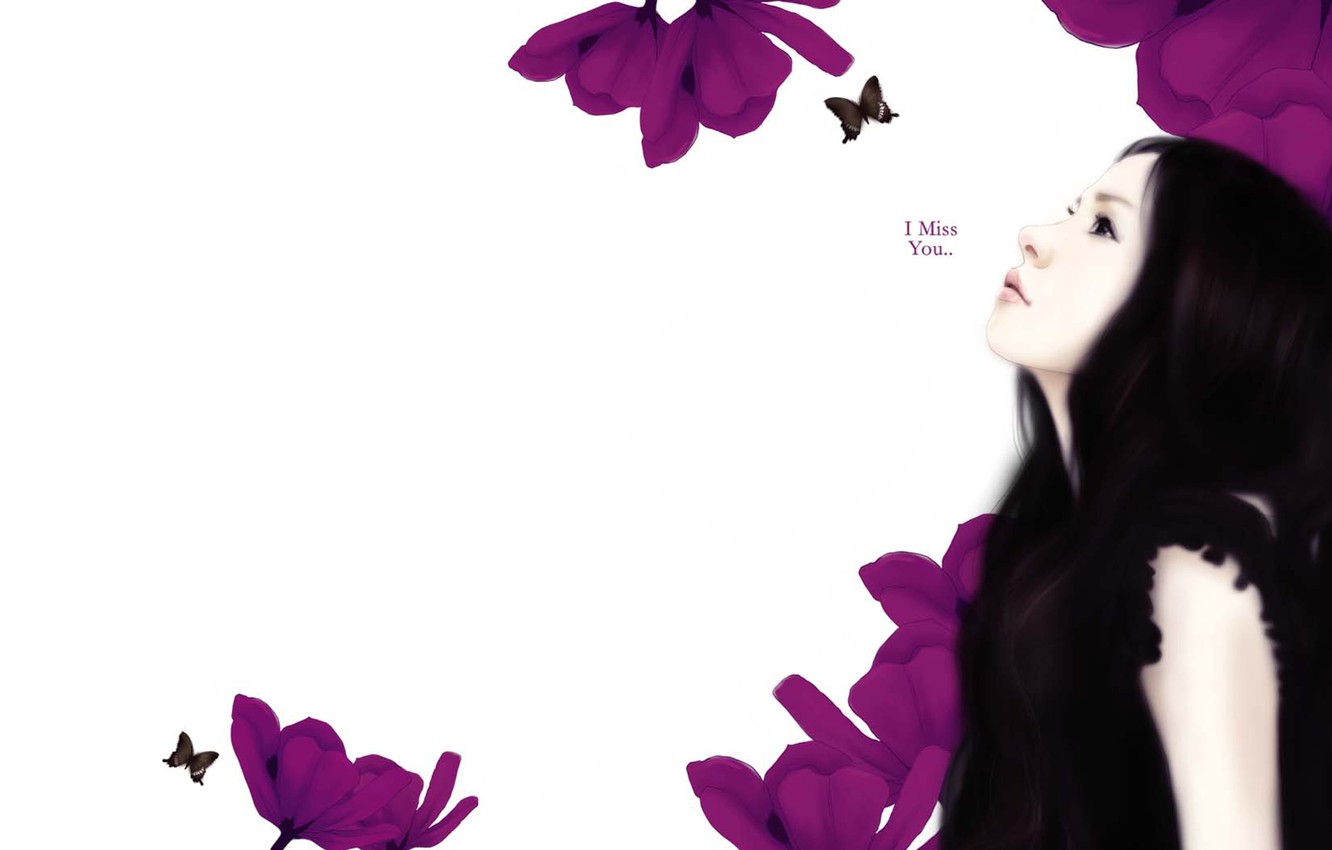 Photo Wallpaper Girl, Flowers, The Inscription, Long-haired, - Jennie Enakei - HD Wallpaper 