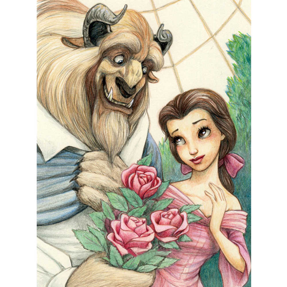 Diamond Painting Cartoon Beauty Beast Full Square Diamond - Cartoon Beauty  And The Beast - 1000x1000 Wallpaper 