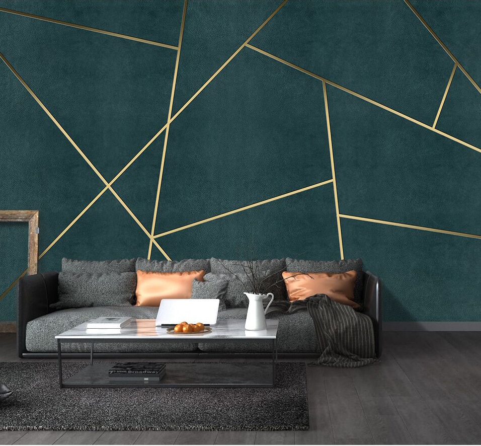 Geometric Wallpaper Living Room - HD Wallpaper 