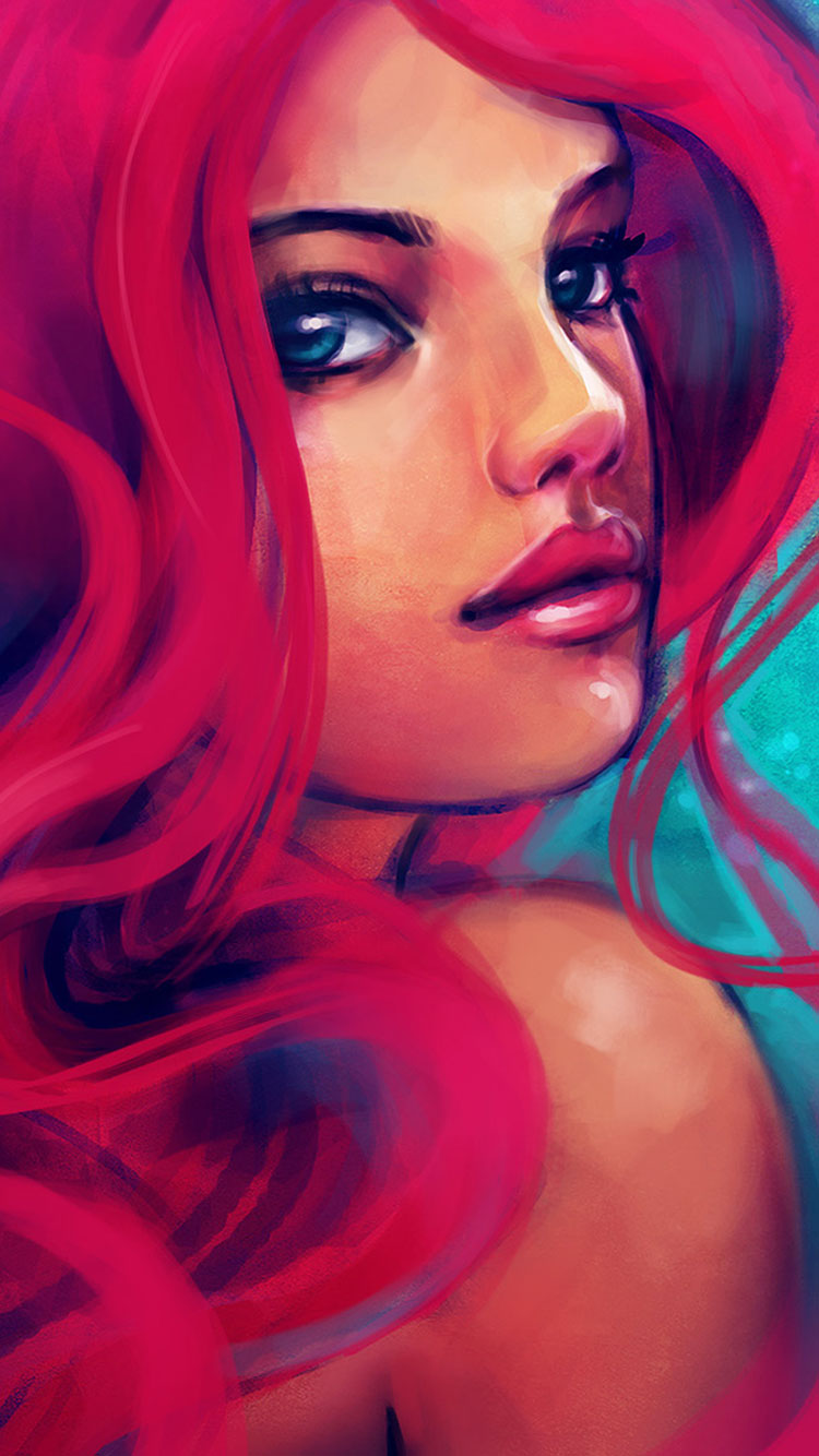 Cool Iphone Wallpapers Girls - Ariel The Little Mermaid Drawing Face - HD Wallpaper 