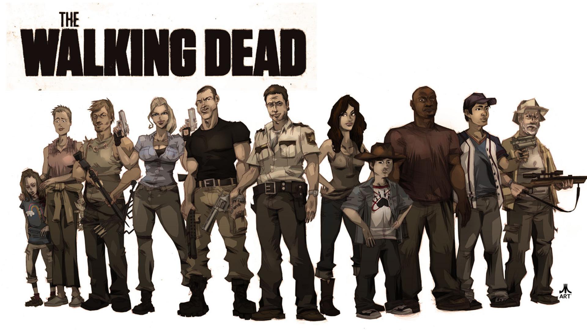 Awesome The Walking Dead Background Pictures Hdq For - Walking Dead Characters Art - HD Wallpaper 