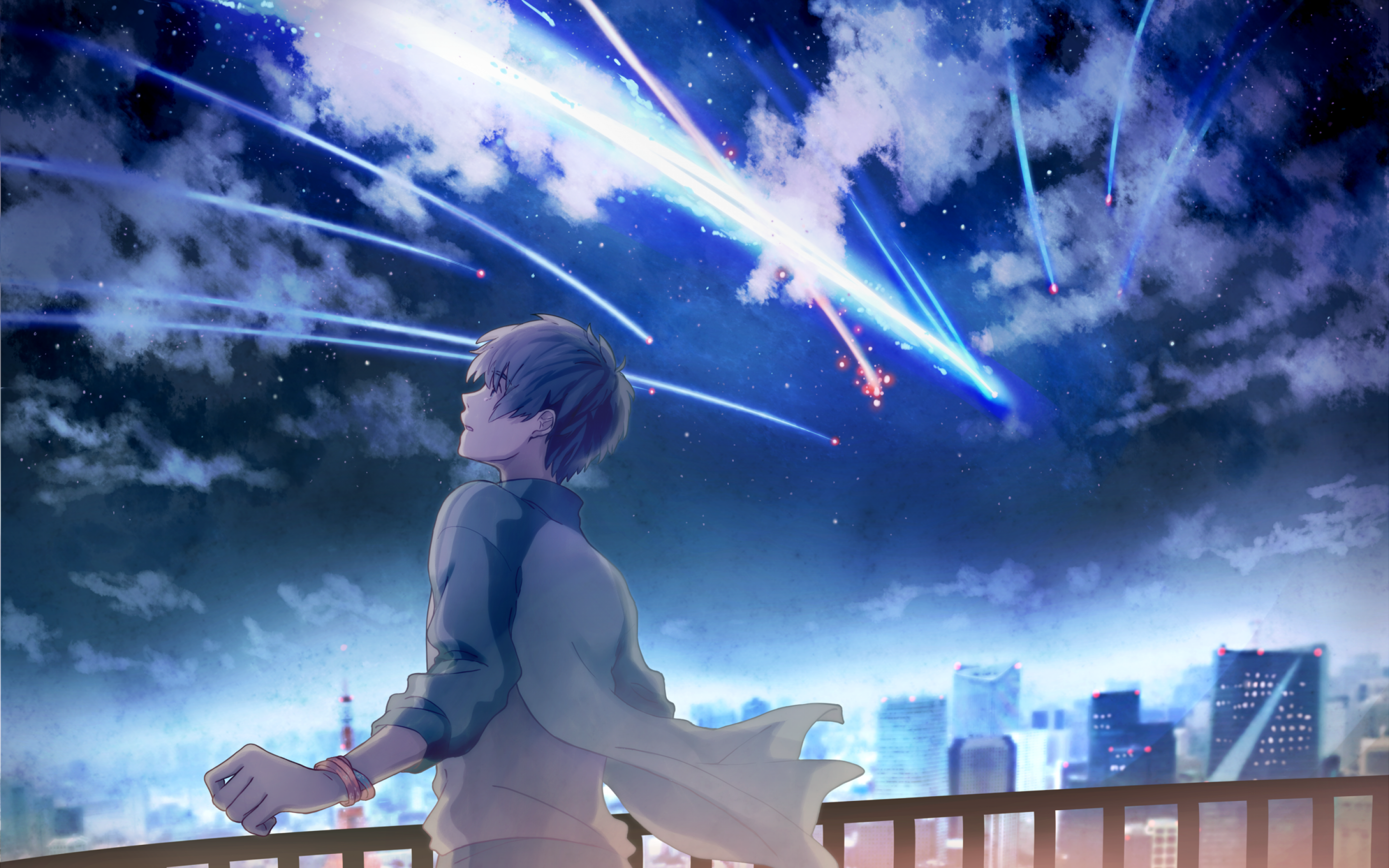 Kimi No Na Wa, Taki Tachibana, Sky, Clouds, Your Name - Kimi No Na Wa - HD Wallpaper 