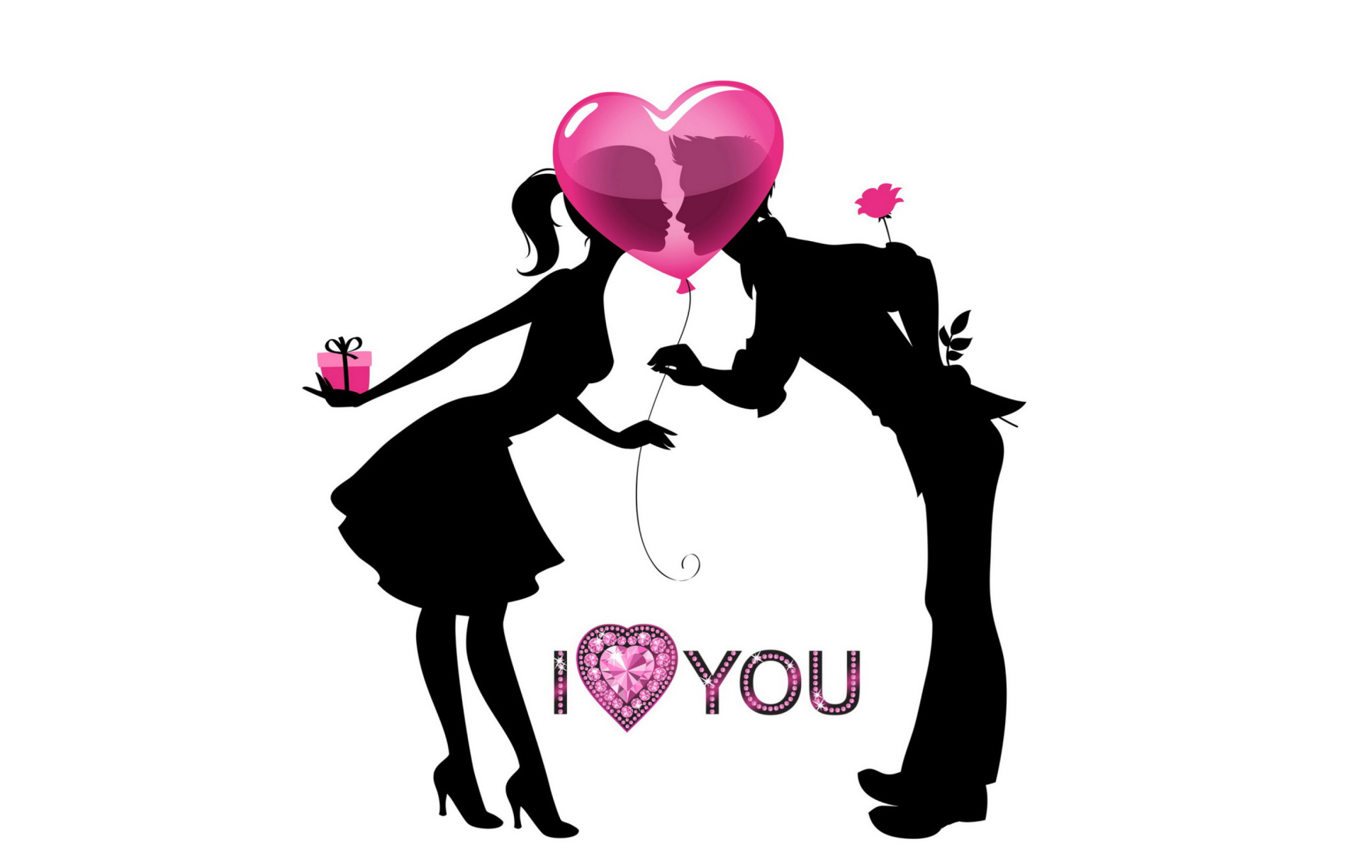 I Love You Wallpaper - Cute Couple Kissing Silhouette - HD Wallpaper 