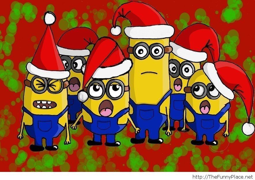 Minions Wallpaper Christmas - Merry Christmas Funny Pic Minions - HD Wallpaper 