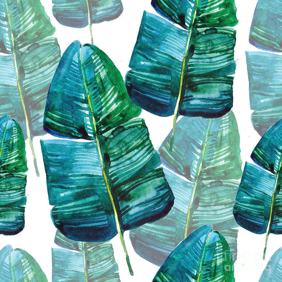 Tropical Leaves Teal - HD Wallpaper 