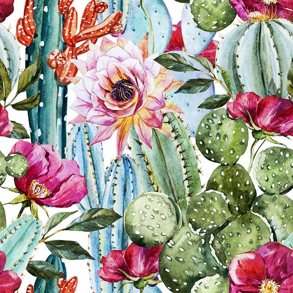 Watercolor Cactus Pattern Wall Mural Wallpaper 
 Data-src - High Resolution Watercolor Cactus - HD Wallpaper 