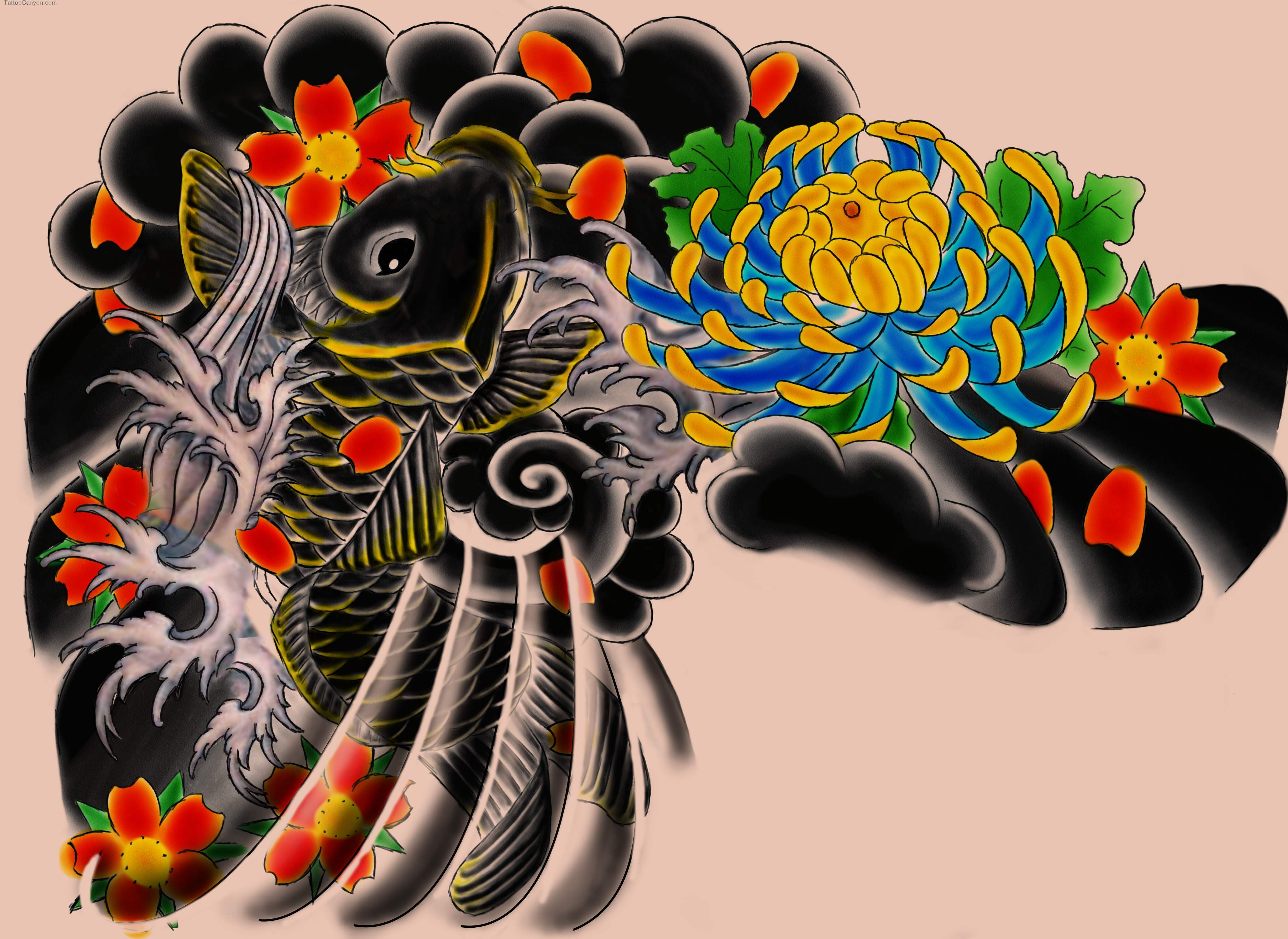 Henna Tattoo Body Art Picture Wallpapers Hd Skilal - Japanese Koi Fish Tattoo Design - HD Wallpaper 