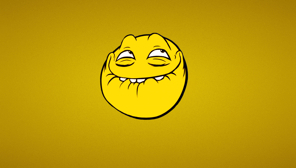 Yellow, Trollface, The Face Of A Troll, Smile, Trollface, - Funny Icon Hd - HD Wallpaper 
